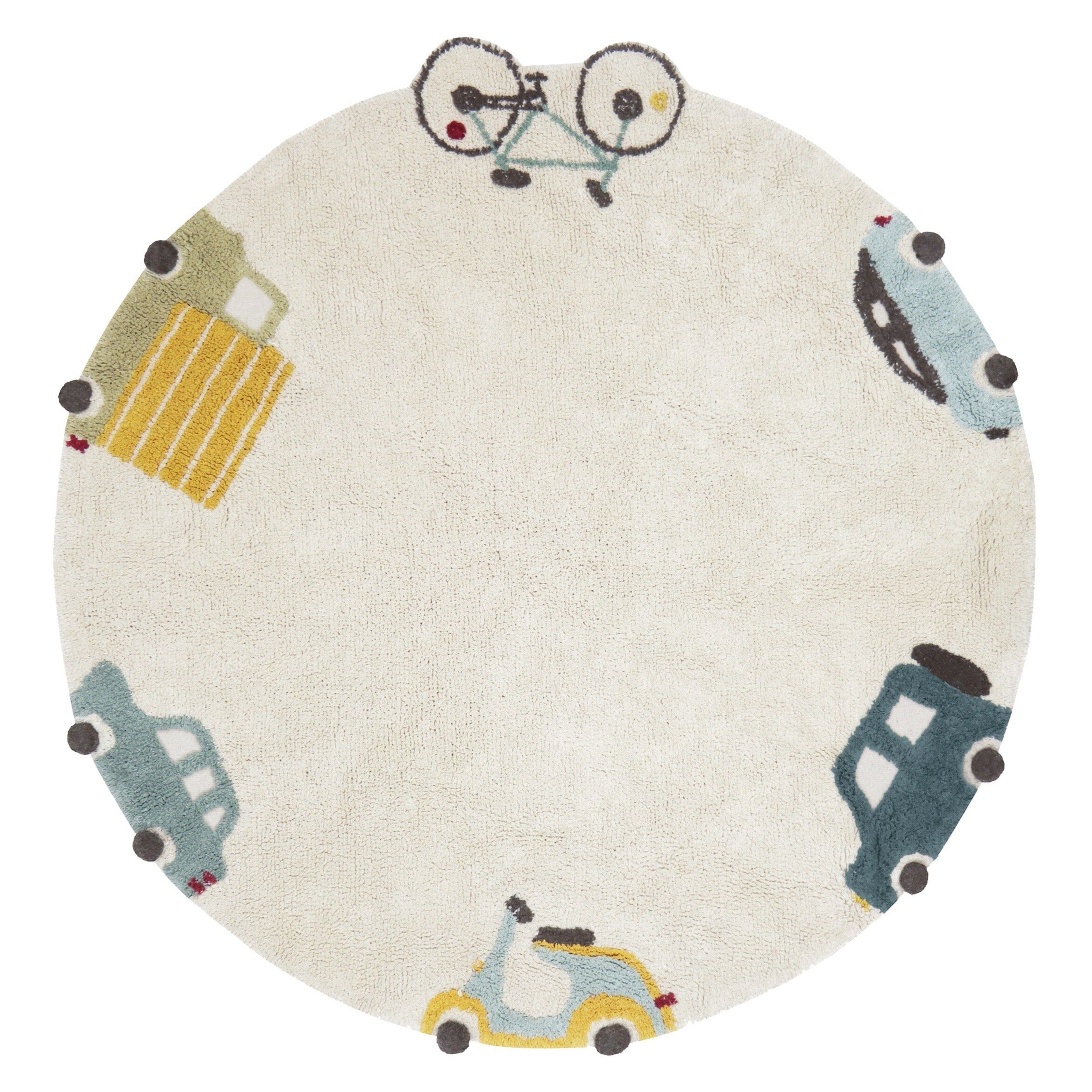 Lorena Canals Machine Washable Rug with Wheels Design - Soft & Eco-Friendly Kids Playroom Carpet for Nursery, Bedroom and Play Areas