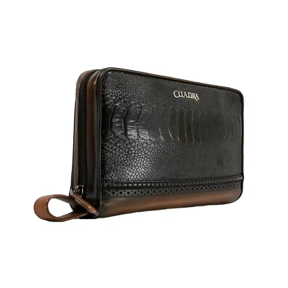 BOC00PA Genuine Ostrich Leg & Cowhide Leather Crossbody Bag - Stylish Black Handbag for Women | Perfect for Work, Travel, and Evening Events