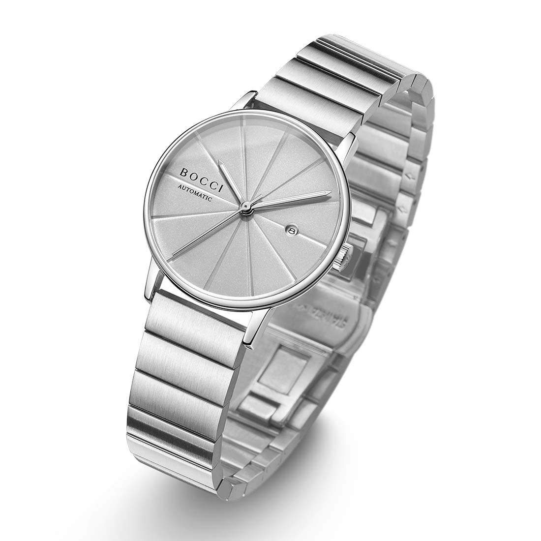 BOCCI Women's Automatic Watch - Silver Grey Stainless Steel Bracelet, Elegant Mechanical Watch with Waterproof & Luminous Features | Perfect Gift for Birthday, Valentine's Day, Anniversary | Ideal for Business, Formal Events & Everyday Wear