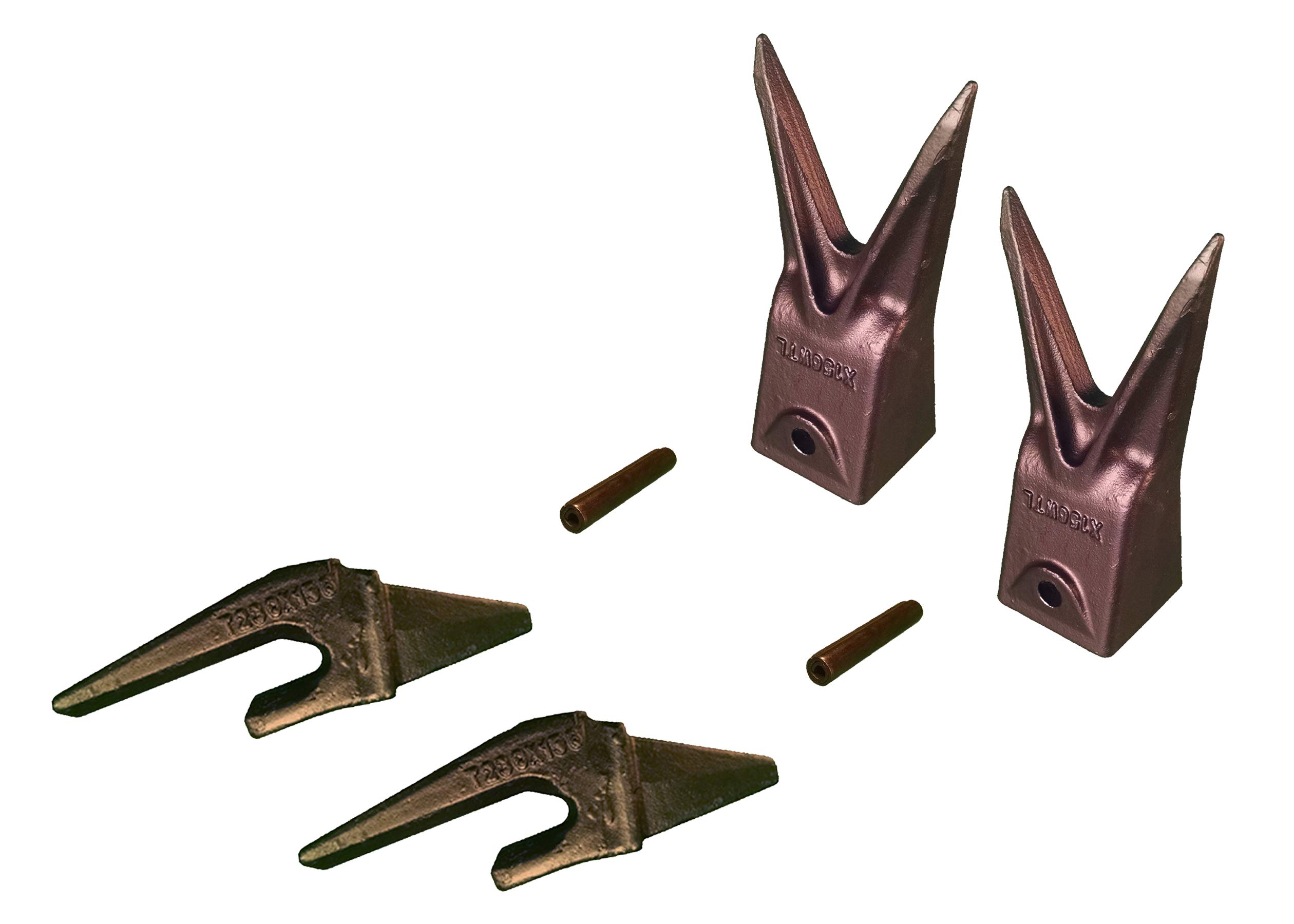 Mini Excavator Bucket Combo with Weld-on Shanks, Twin Tiger Teeth & Pins - 5/8