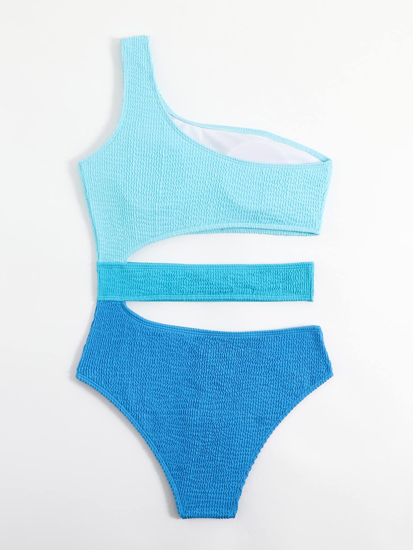 WDIRARA Women's One Shoulder Color Block Cut Out Swimsuit - Sexy One Piece Bathing Suit for Beach, Pool Party & Summer Vacation