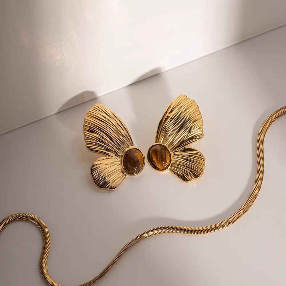 18K Gold Plated Chunky Butterfly Stud Earrings for Women - Fashion Jewelry Gift for Birthday, Anniversary & Valentine's Day | JDE004 | Perfect for Parties, Date Nights & Special Occasions