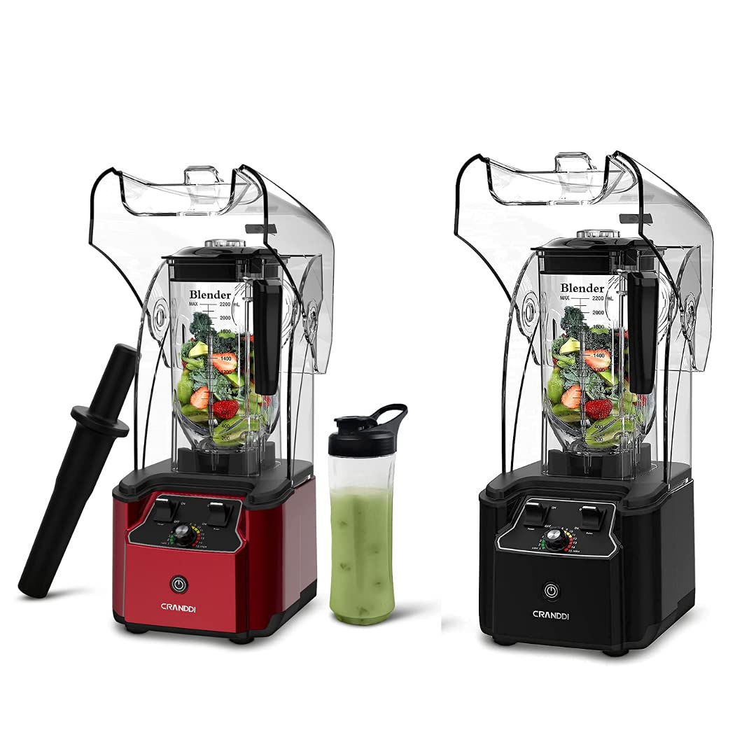 CRANDDI Quiet Shield Blender K90-B Bundle with K90-R, 2200W High-Power Motor, 80 oz BPA-Free Pitcher - Perfect for Smoothies, Protein Shakes & Meal Prep in Home Kitchens