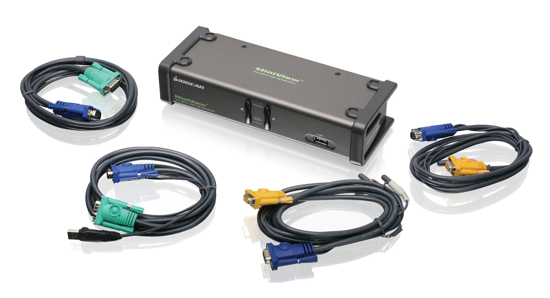 2 Port DualView USB VGA KVMP Switch with Cables - TAA Compliant - Control 2 Computers with 1 Keyboard/Mouse/Monitor for Home & Office Workspace Setup