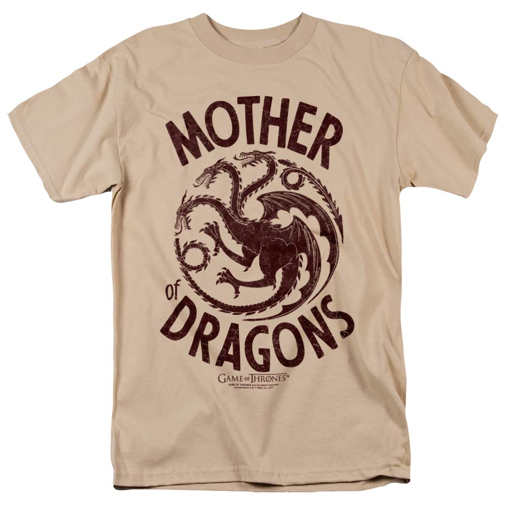 Game of Thrones Mother of Dragons Unisex T-Shirt for Adults - Sand Color, Medium Size | Perfect for Cosplay, Halloween Costumes & GOT Fan Merchandise