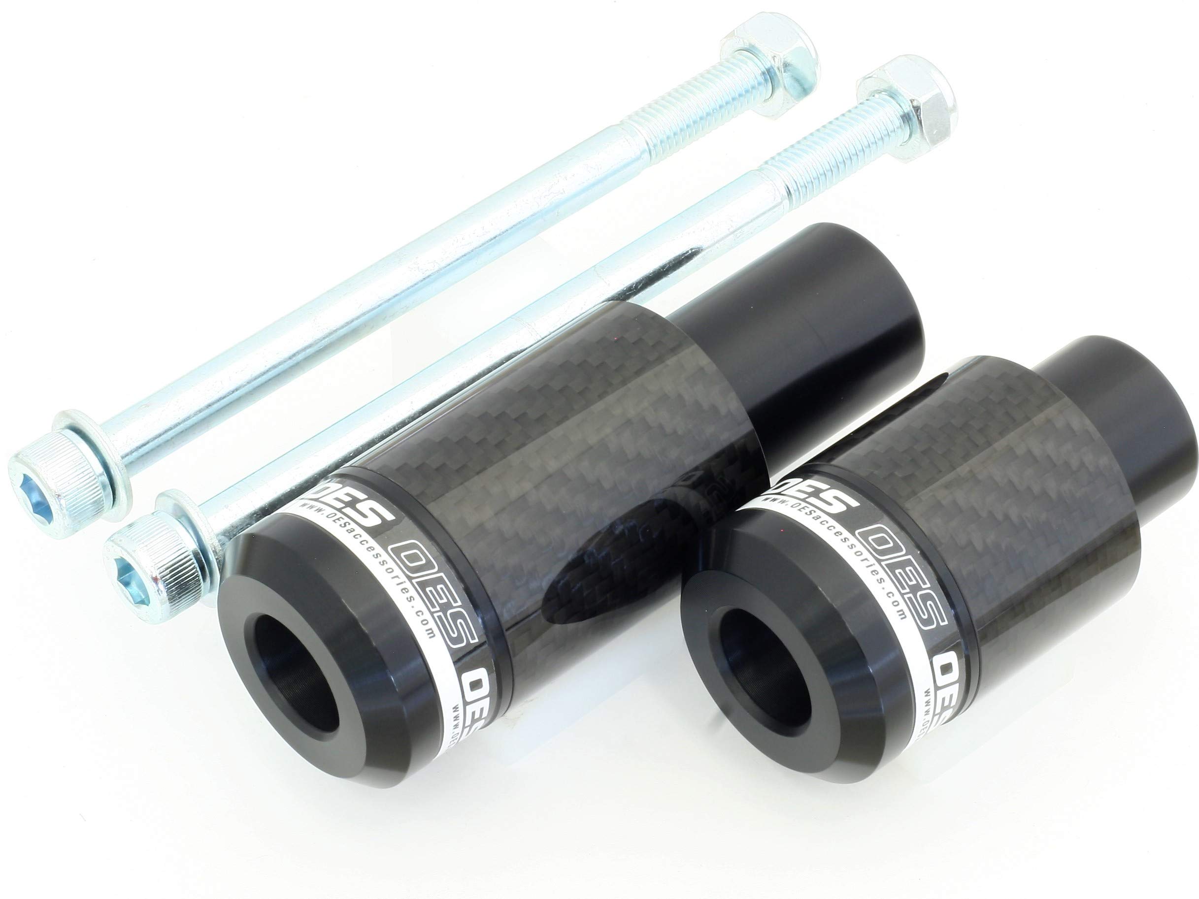 OES Carbon Frame Sliders for Kawasaki Ninja 650 2017-2025 - White Pair | Motorcycle Protection