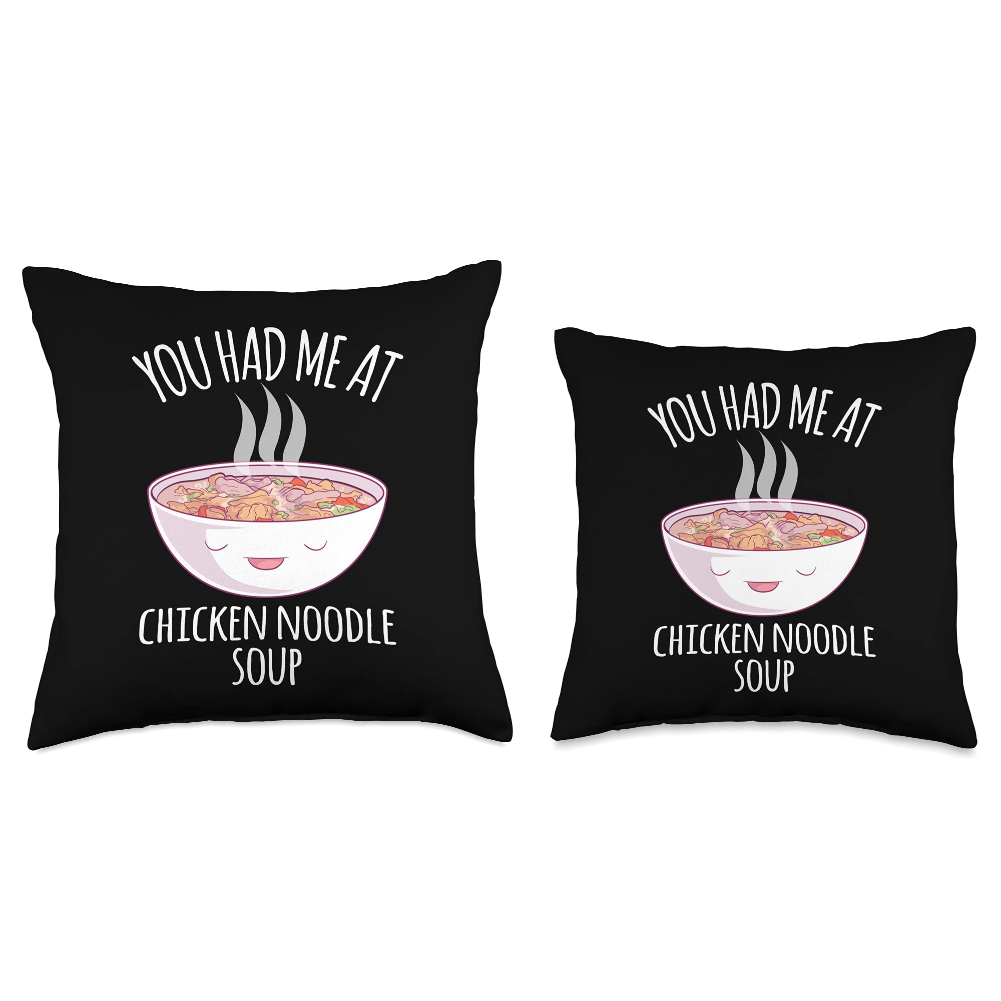 Funny Chicken Noodle Soup Lover Kawaii Throw Pillow - Cute Home Decor for Foodies, Bedroom & Living Room Accessories