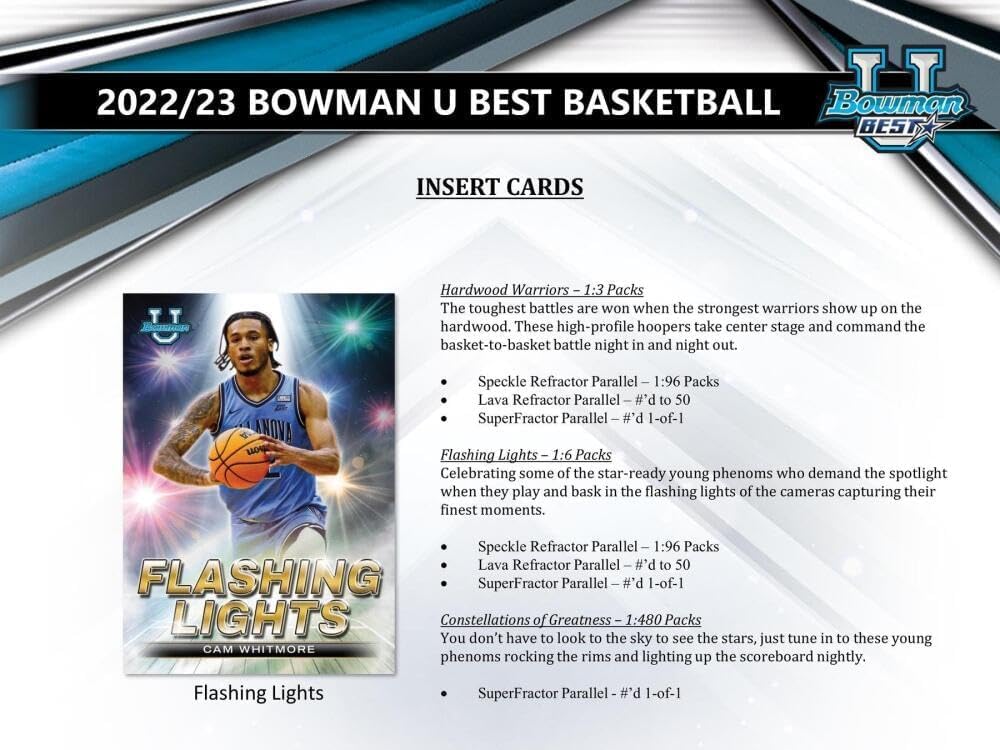 2022-2023 Bowman University's Best Basketball Hobby Box - 12 Packs (4 Cards Each) with 2 Autographs - Featuring Victor Wembanyama Rookie Cards - Perfect for Basketball Card Collectors and NBA Memorabilia Enthusiasts