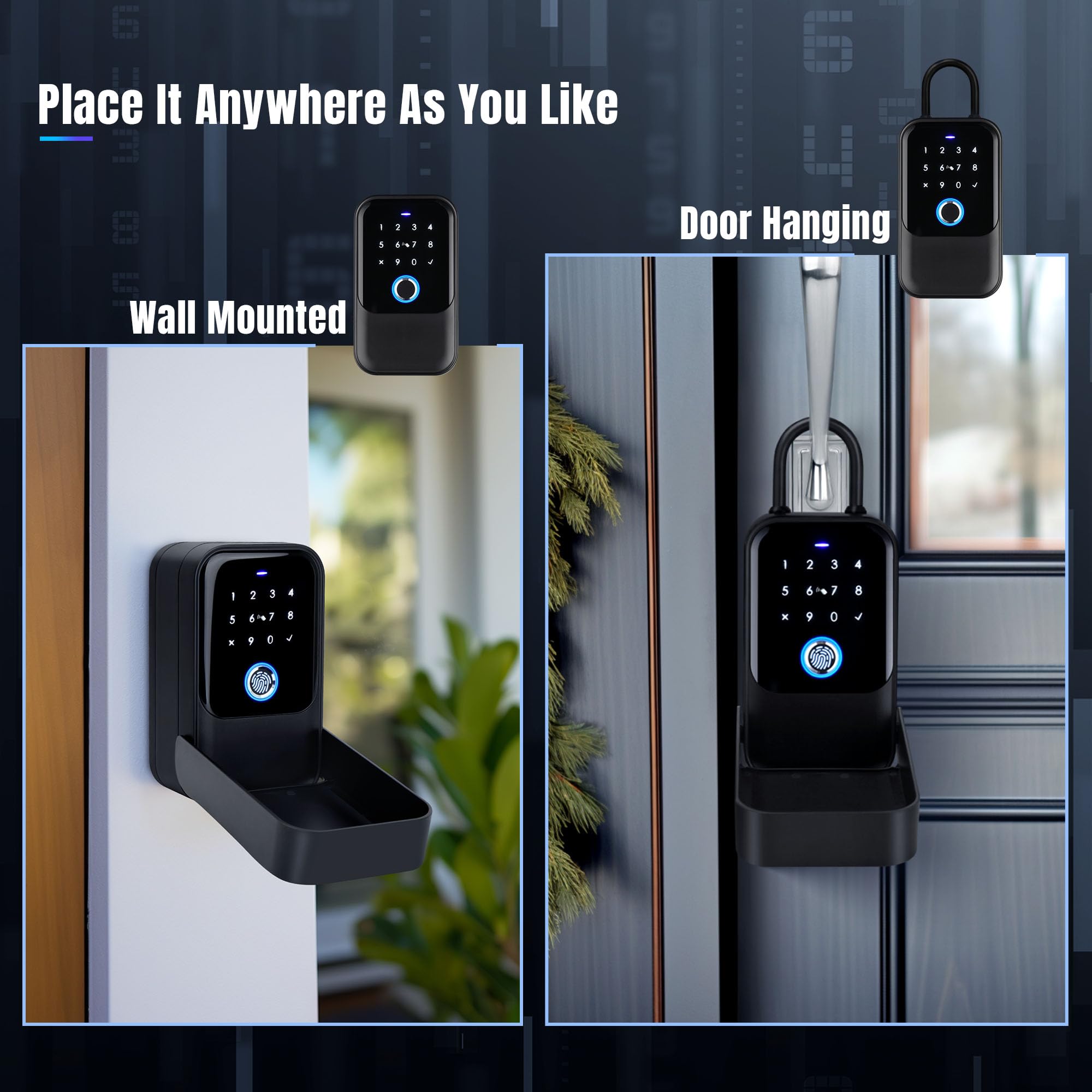 Smart Key Lock Box with Bluetooth & Fingerprint - APP Controlled Secure Key Storage for Homeowners, Realtors & Airbnb Hosts | Weatherproof Outdoor Key Safe with Multiple Access Codes (Ideal for Vacation Rentals, Property Management & Key Exchange)