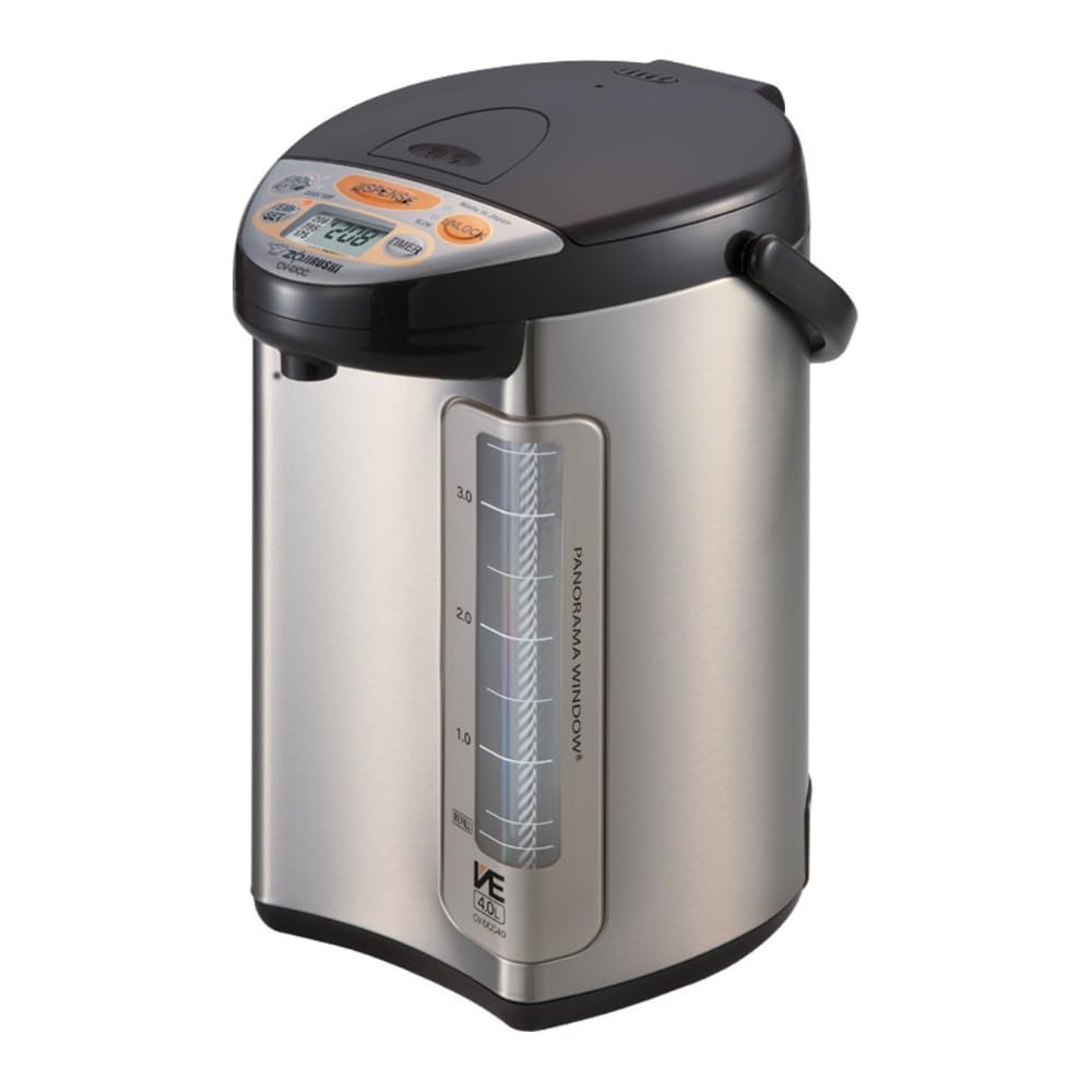 Zojirushi CD-CC40 VE Hybrid Water Boiler & Warmer with 4 Descaling Packs & Milk Frother - 3-Piece Set for Tea, Coffee & Hot Beverages at Home or Office