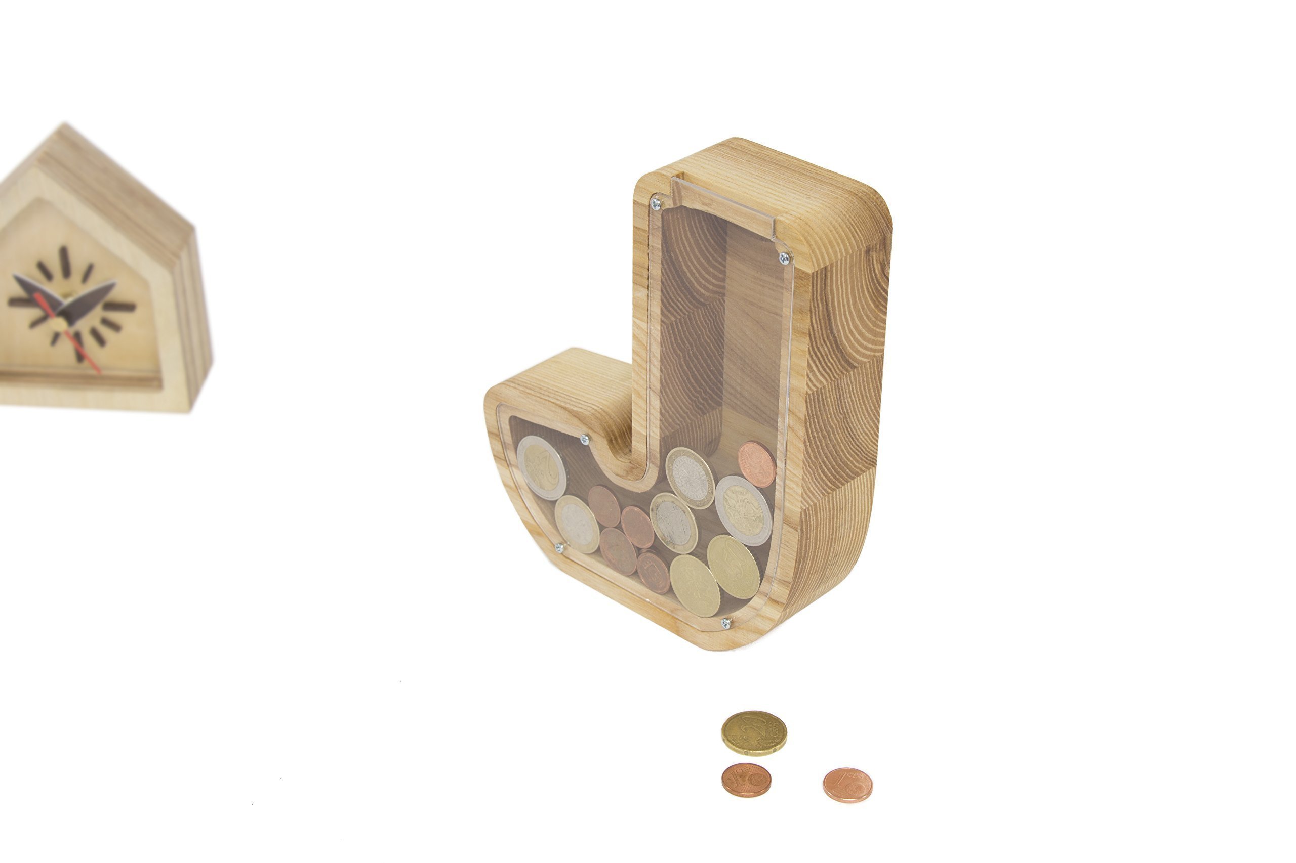 Personalized Wooden Alphabet Money Box for Kids - Piggy Bank with Custom Letter (2 Sizes) - Baby Savings Coin Bank - Perfect for Birthday Gifts & Financial Education