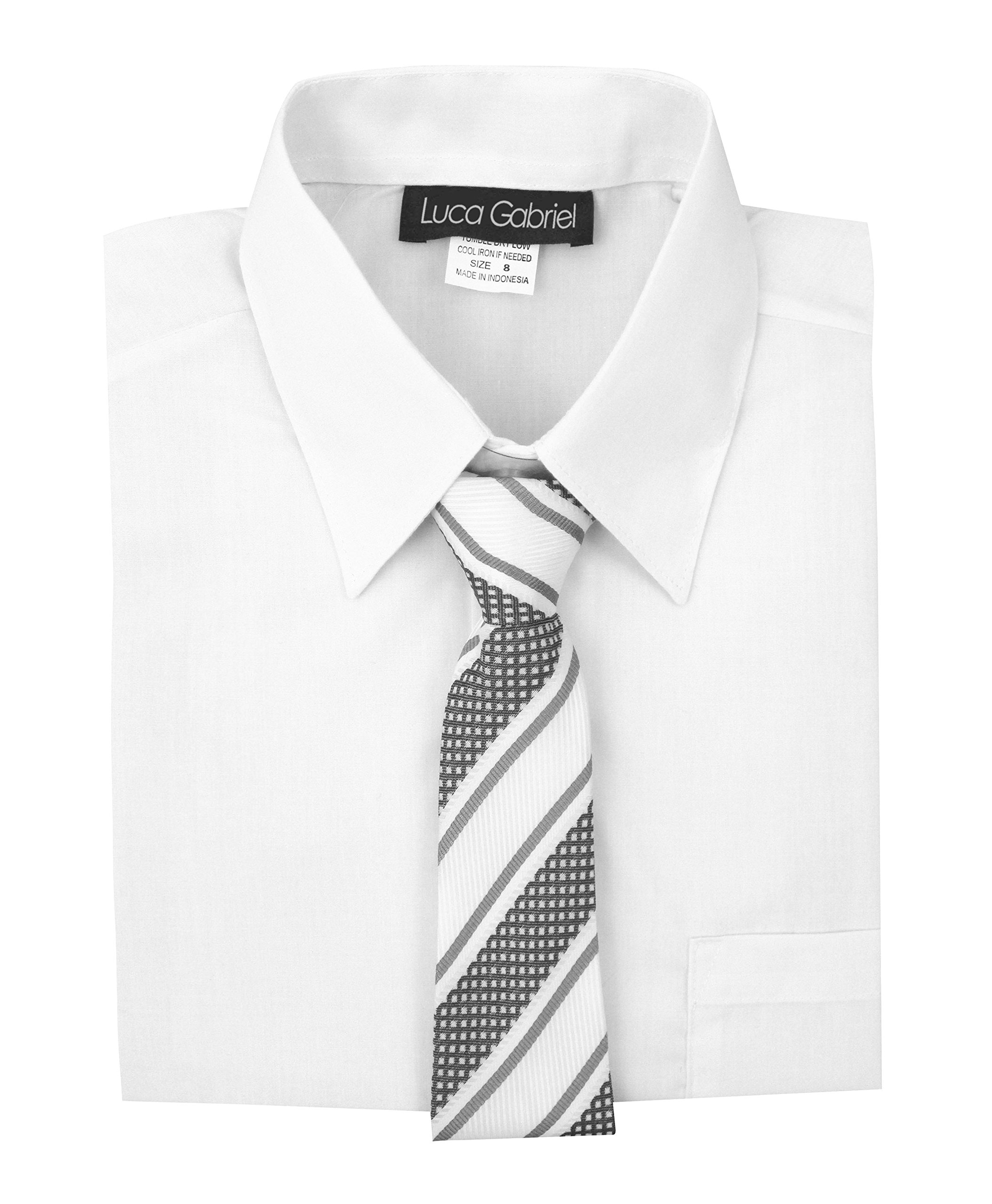 Luca Gabriel Boys' Short Sleeve Formal Dress Shirt with Tie Set | Toddler Button Down Shirt | Perfect for Weddings, Parties & School Photos | Premium Cotton Dresswear for Special Occasions