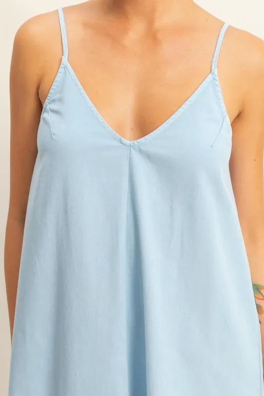 Baby Blue V-Neck Loose Flowy Dress for Women | Casual Summer Maxi Dress | Perfect for Beach, Vacation & Boho Style Outfits