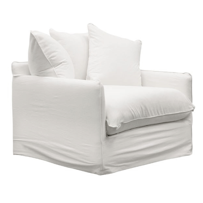 Napa Slip Cover Armchair - White - Modern Living Room Accent Chair for Home & Office Comfort