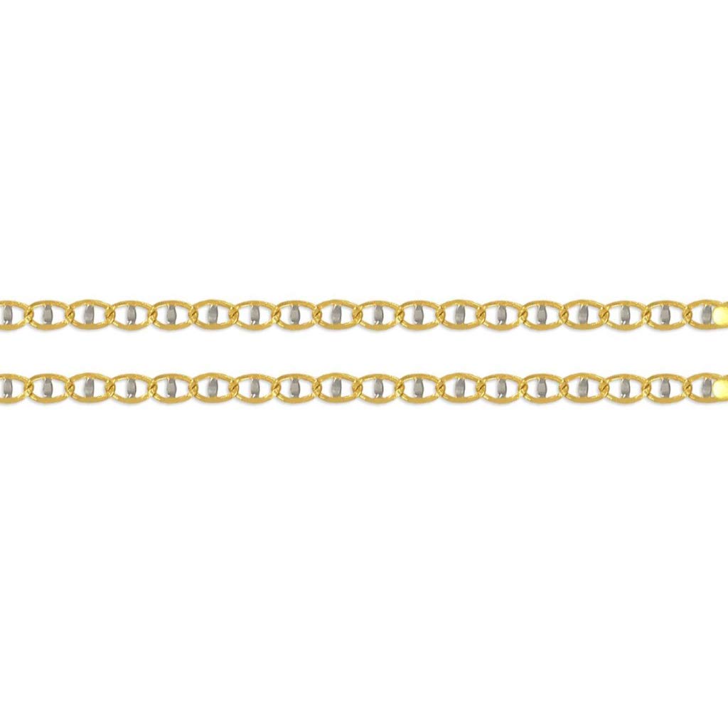 14K Gold Gucci-Inspired Flat White Pave Chain Necklace - Italian Craftsmanship - Shiny Durable Link Jewelry for Women & Men - 16-26 Inches Length, 1.70-5.0MM Width - Perfect for Gifts, Anniversaries & Special Occasions