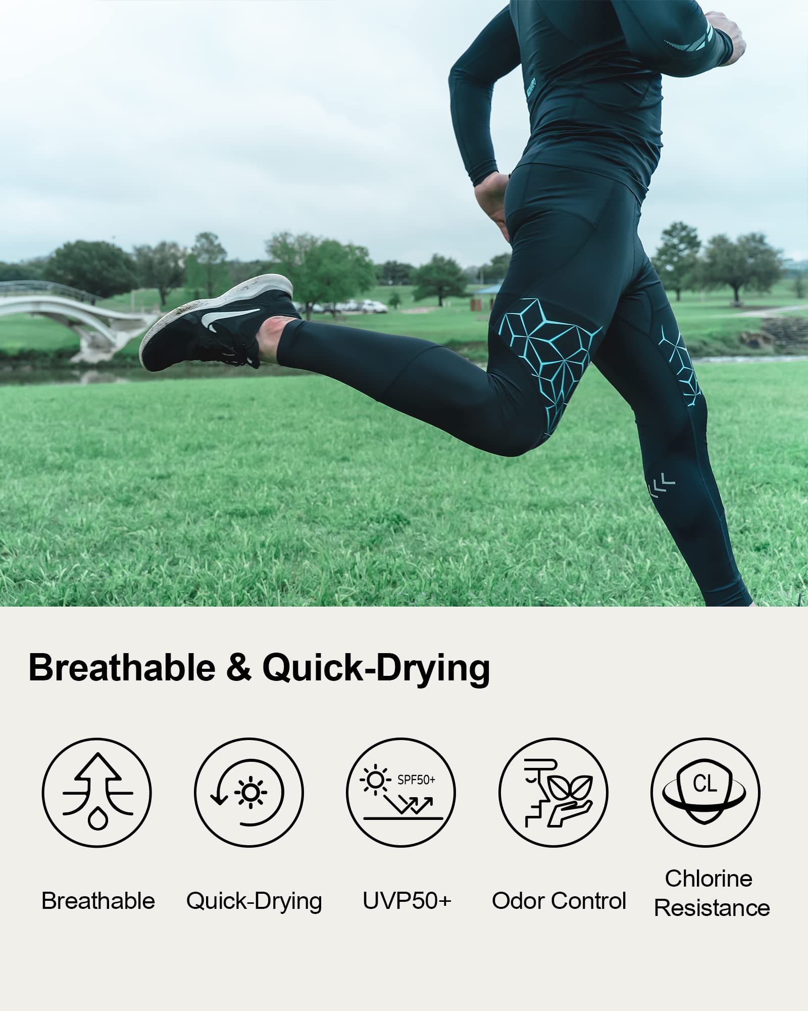 SUMARPO Compression Pants for Men & Women - High Performance Running Tights with Knee Support, Moisture Wicking & Muscle Recovery - Ideal for Marathon Training, Gym Workouts & Athletic Recovery