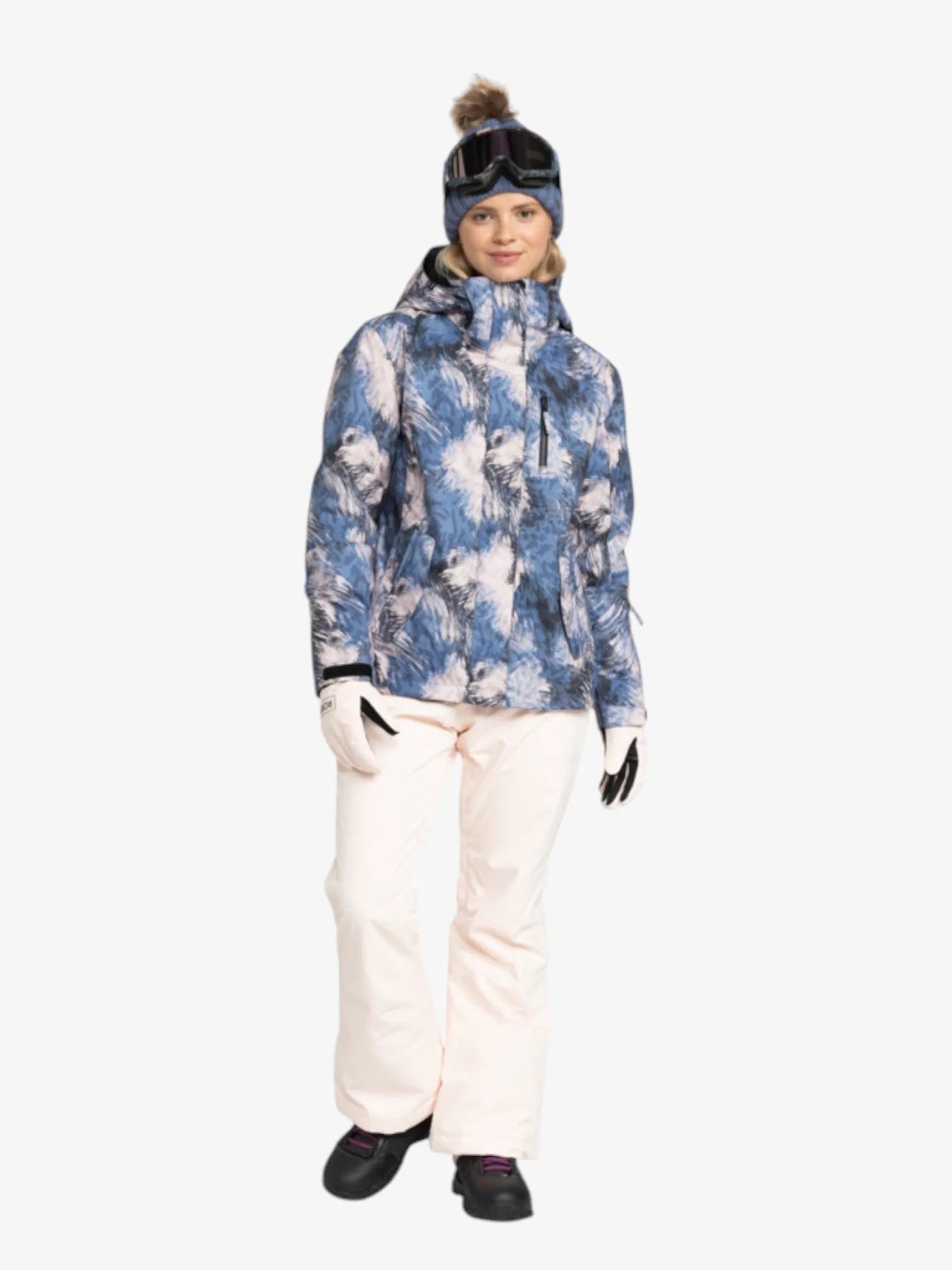 Roxy Jetty Solid NP Blue Print Snow Jacket - Waterproof Winter Coat for Women - Perfect for Skiing, Snowboarding & Cold Weather Adventures