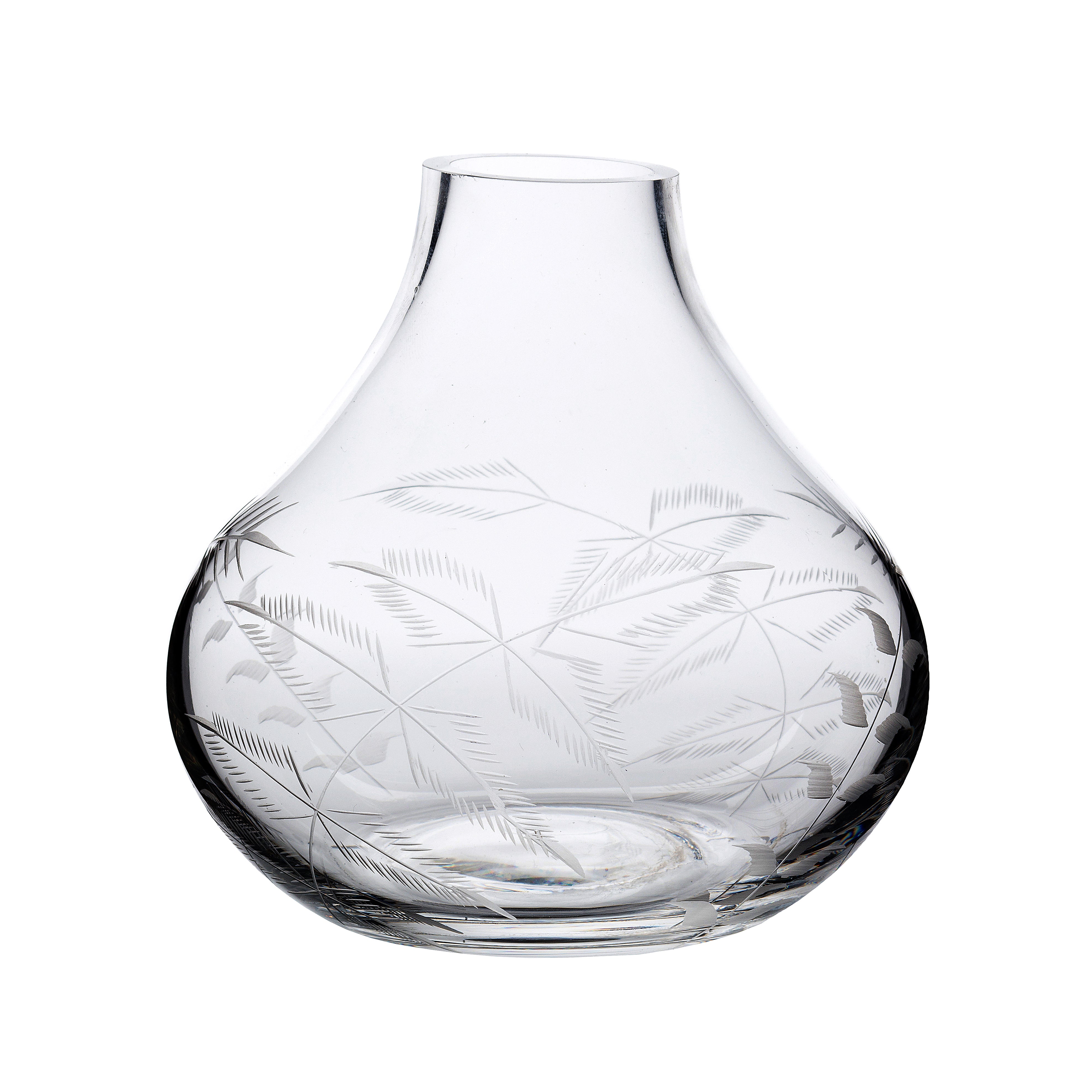 Elegant Small Crystal Vase with Delicate Fern Design - Perfect for Wedding Centerpieces, Home Decor & Floral Arrangements