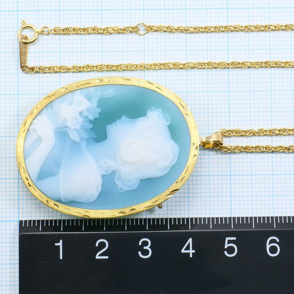 18K Yellow Gold Cameo Necklace & Brooch Set - Vintage Stone Cameo Pendant for Women - Elegant Jewelry Gift for Birthday, Anniversary & Special Occasions