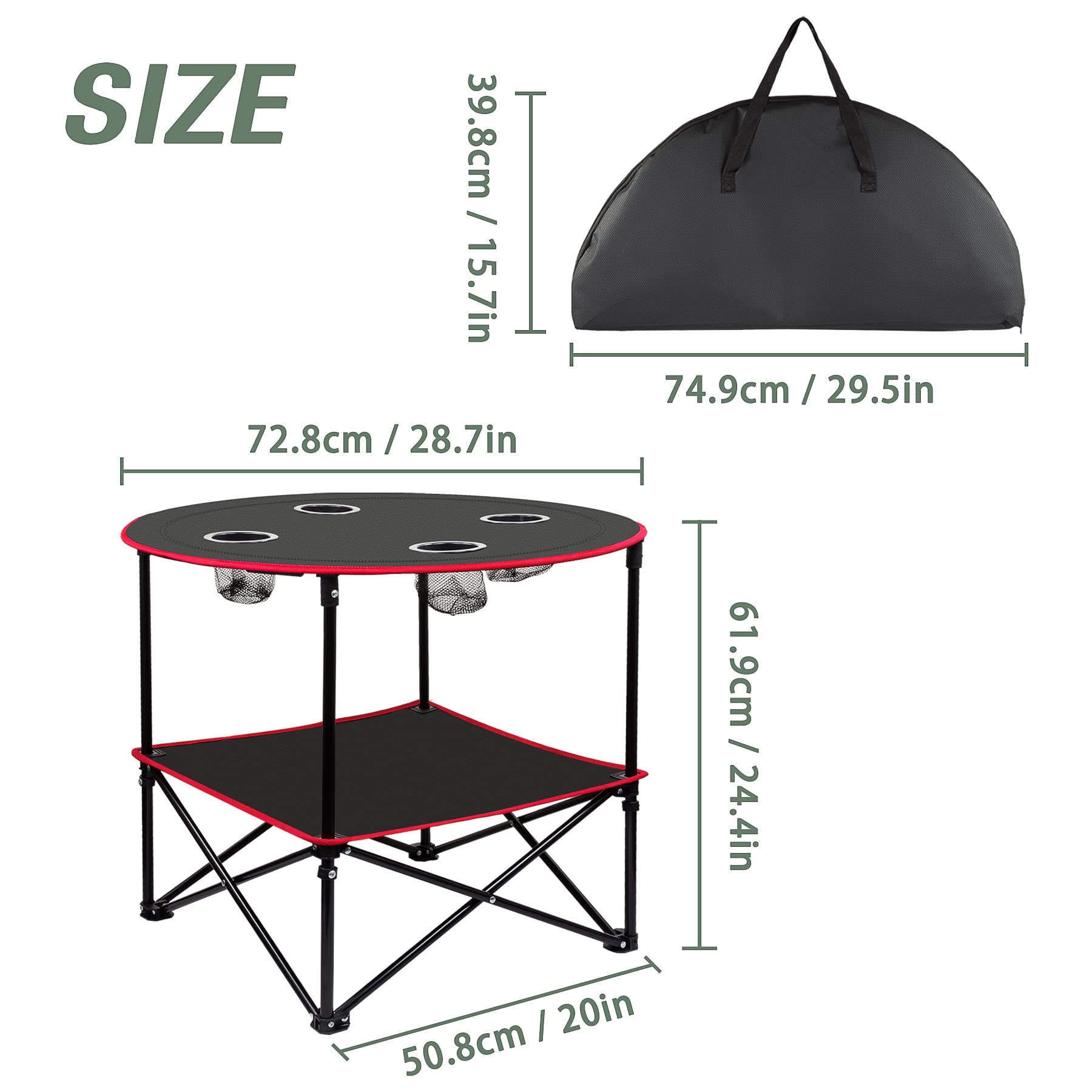 Portable Folding Picnic Table - Lightweight Outdoor Camping Table with Carry Bag for Beach, Park, Backyard & Tailgating Parties