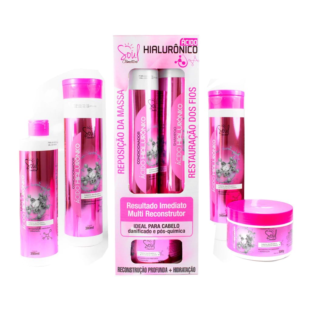 Soul Cosmetics Hyaluronic Acid Hair Care Kit - 4 Piece Set for Hydration & Repair | Perfect for Dry, Damaged Hair at Home or Salon Use