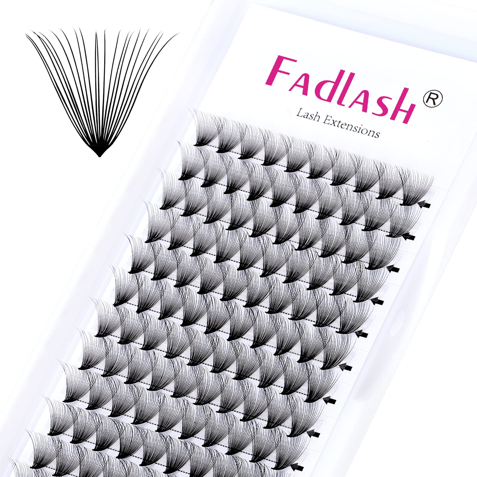 3D to 20D Pointy Tip Premade Eyelash Extensions Fans - Volume Lashes with Thin Base (20D-0.07D, 9mm) for Dramatic Eye Look | Perfect for Weddings, Parties & Special Occasions