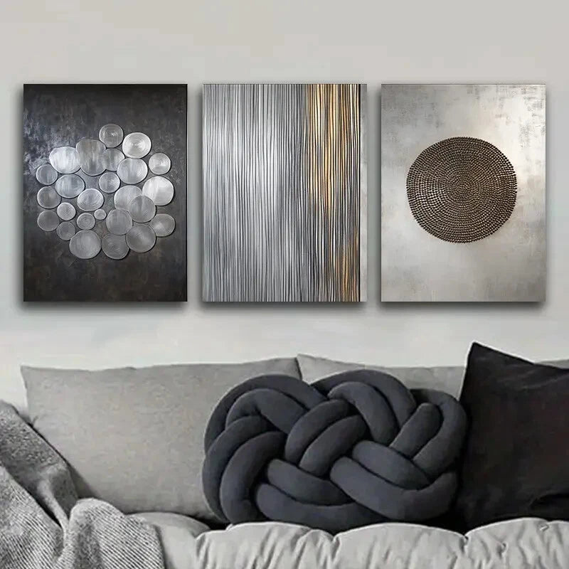 3-Piece Art Deco Metal Wall Art Set - Classic Modern Style, Ready to Hang - Perfect for Living Room, Bedroom & Office Decor