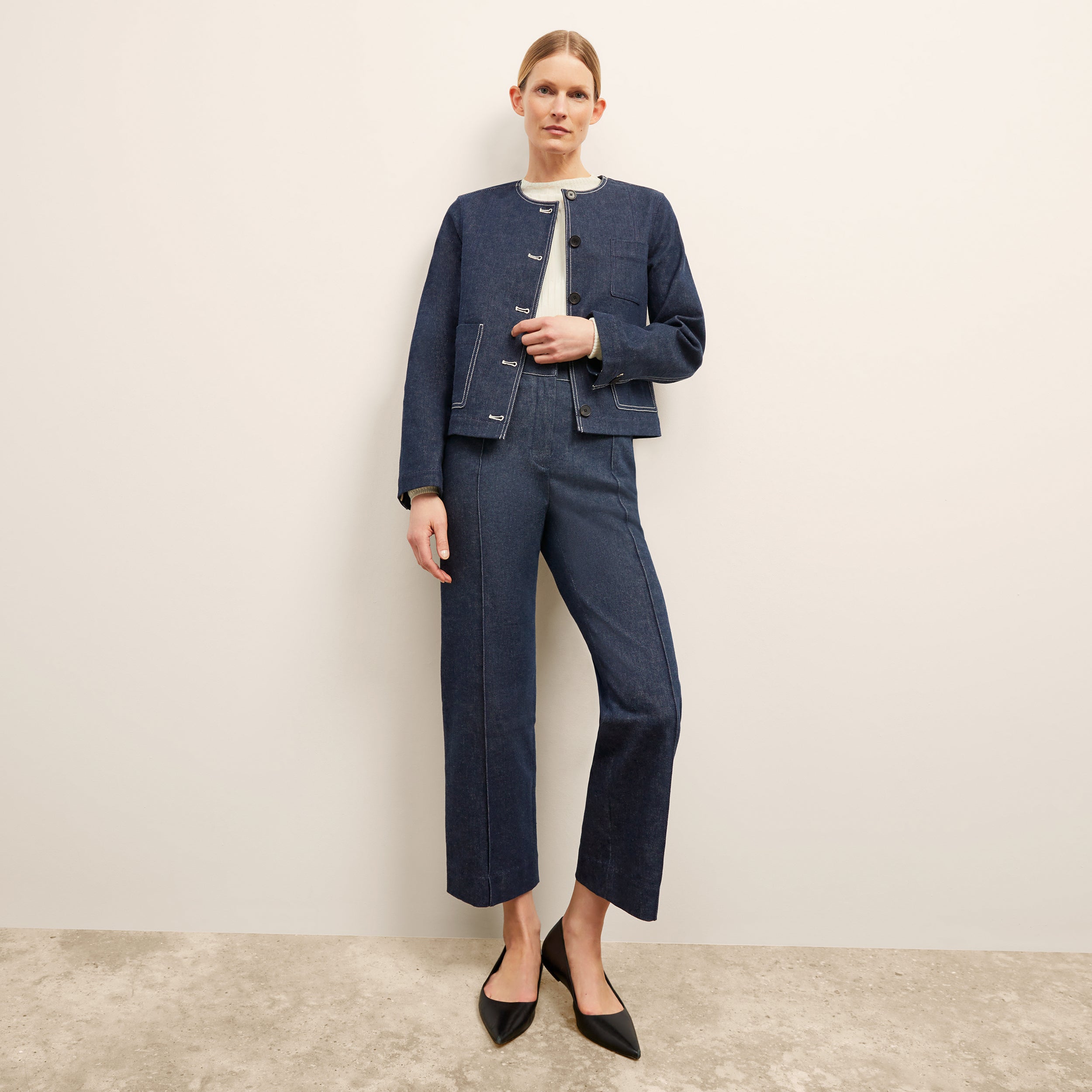 Christy Pant Stretch Denim Suiting - Dark Wash Jeans for Women | Comfortable Office Wear & Casual Outfits
