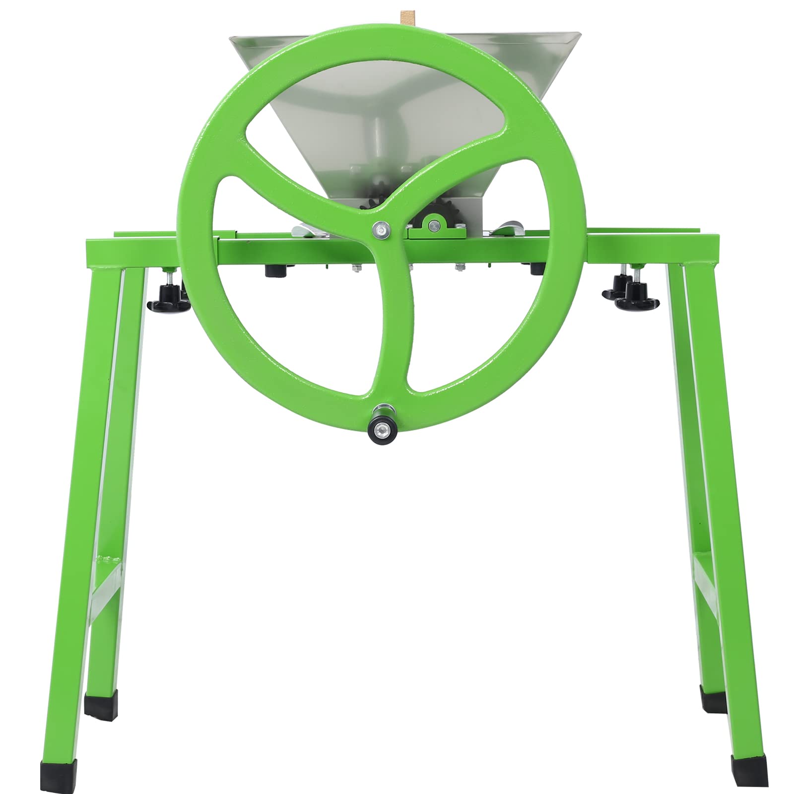 Stainless Steel Manual Fruit Crusher with Flywheel & Stand - 7L Portable Apple Grinder for Wine & Cider Pressing | Green Juicer for Home Brewing, Farm Harvest & Kitchen Use