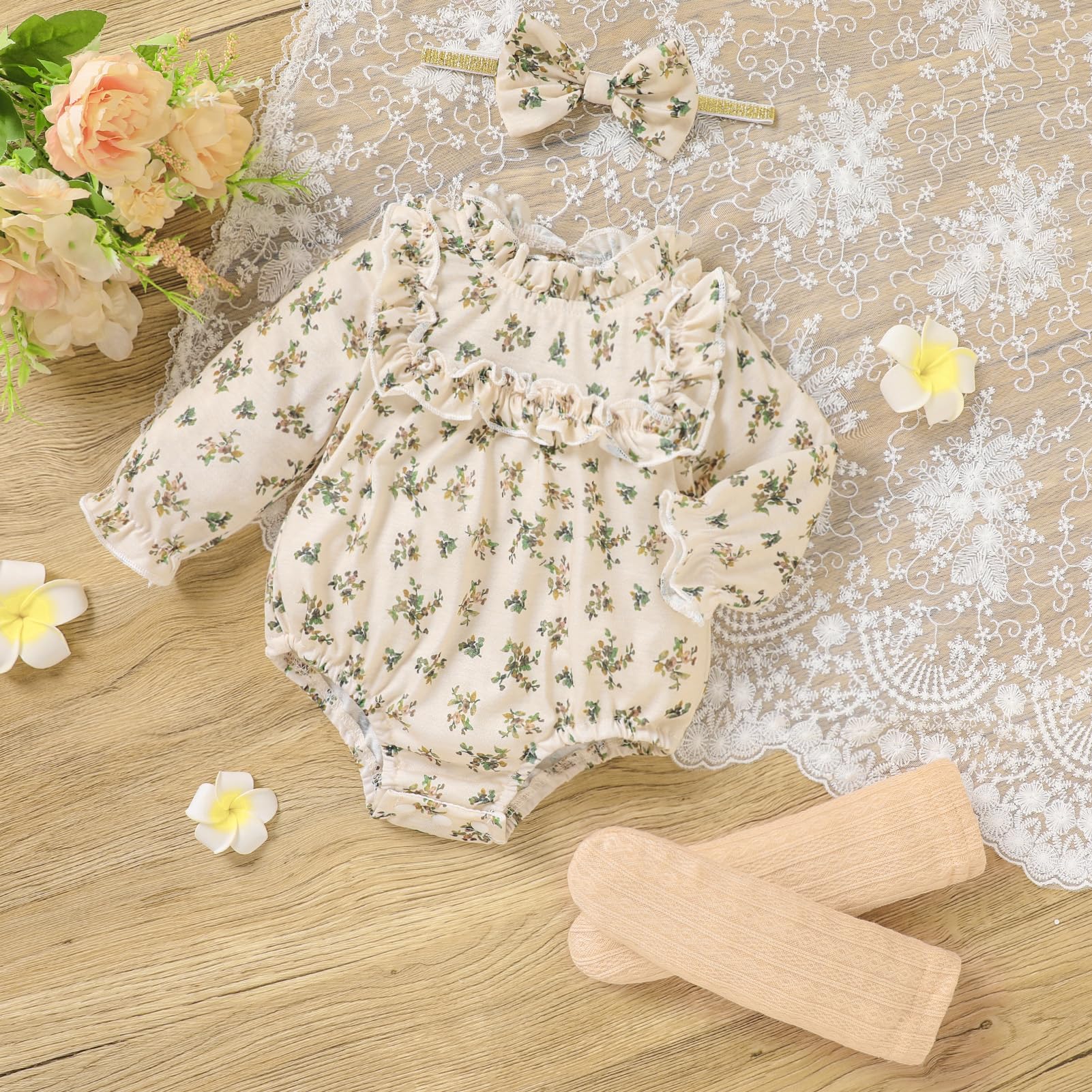 GRNSHTS Newborn Baby Girl Clothes - Cute Ruffle Romper Outfits Set for Toddlers | Fall & Winter Seasonal Wear | Perfect for Family Photos, Holiday Parties & Daily Playtime
