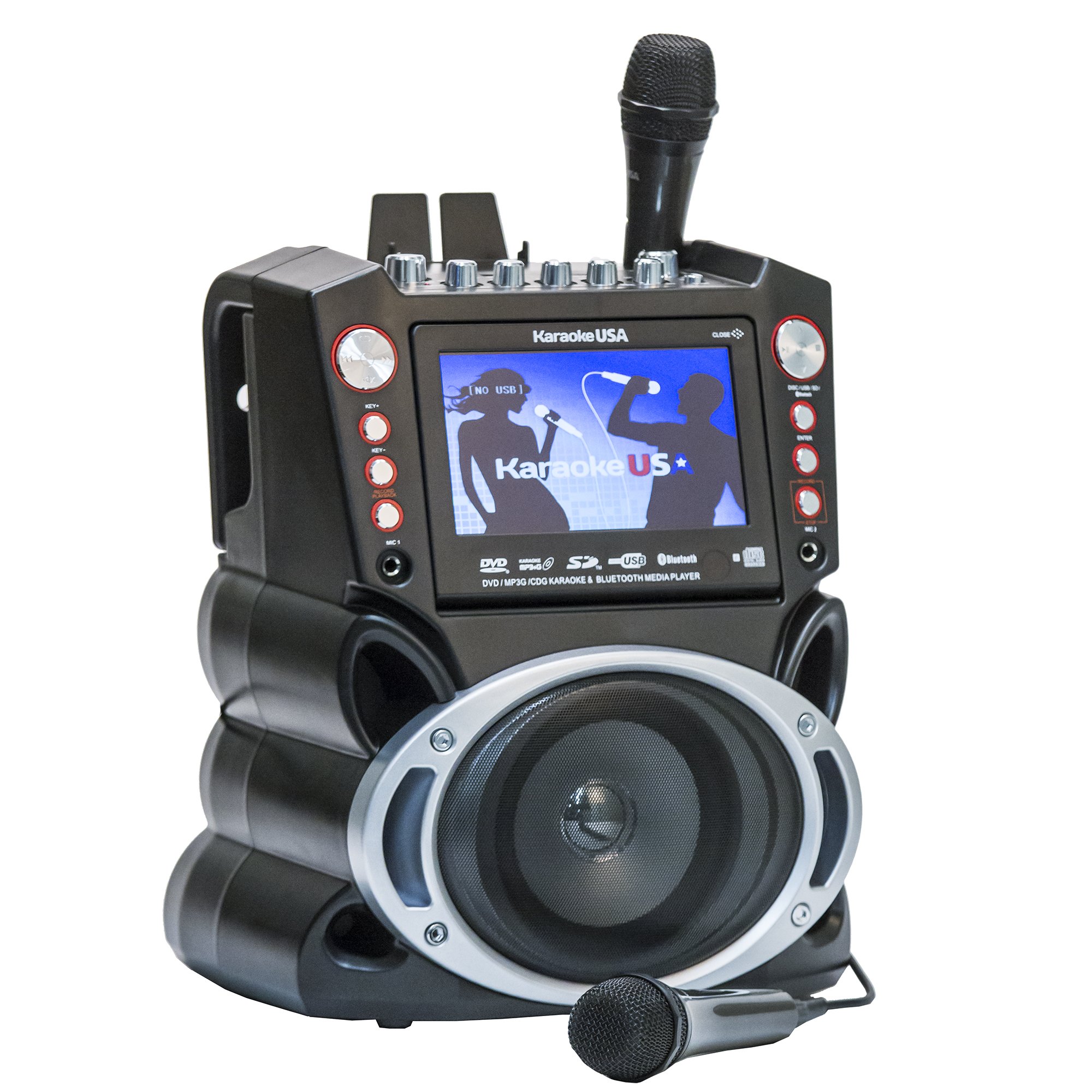 Karaoke USA GF845 Complete Karaoke System with 2 Wireless Microphones, Remote Control & 7