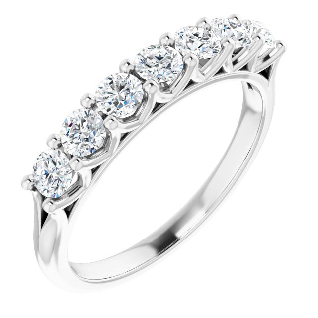 0.75 Carat Round Cut Diamond Shared Prong Wedding Band - 7 Stone Anniversary Ring for Women - Perfect for Bridal, Engagement, Vow Renewal & Special Occasions
