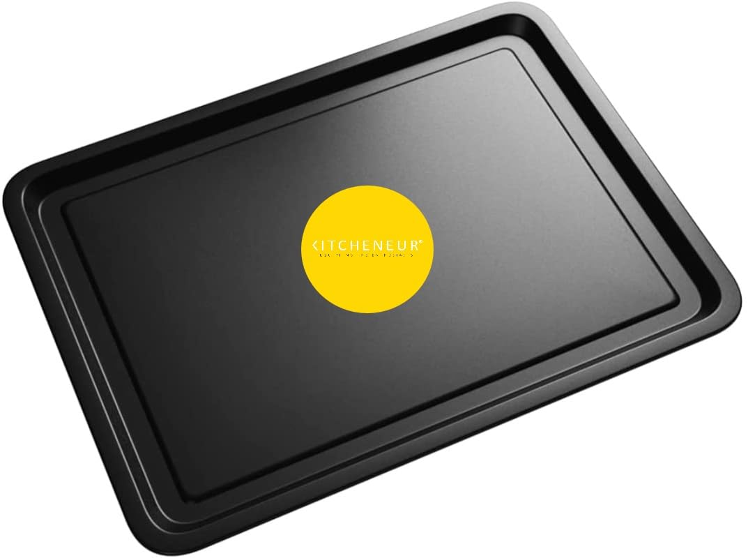 3-Pack Non-Stick Baking Tray Set 32cm - Essentials Oven Pans Dishwasher Safe & Easy Clean by KITCHENEUR® - Perfect for Cookies, Roasting & Meal Prep