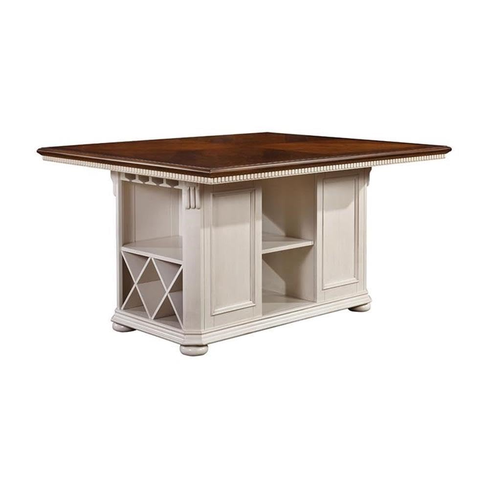 Furniture of America Hendrix 7-Piece Wood Counter Height Dining Table Set in Cherry & White - Perfect for Kitchen, Breakfast Nook, Small Space Dining & Apartment Decor