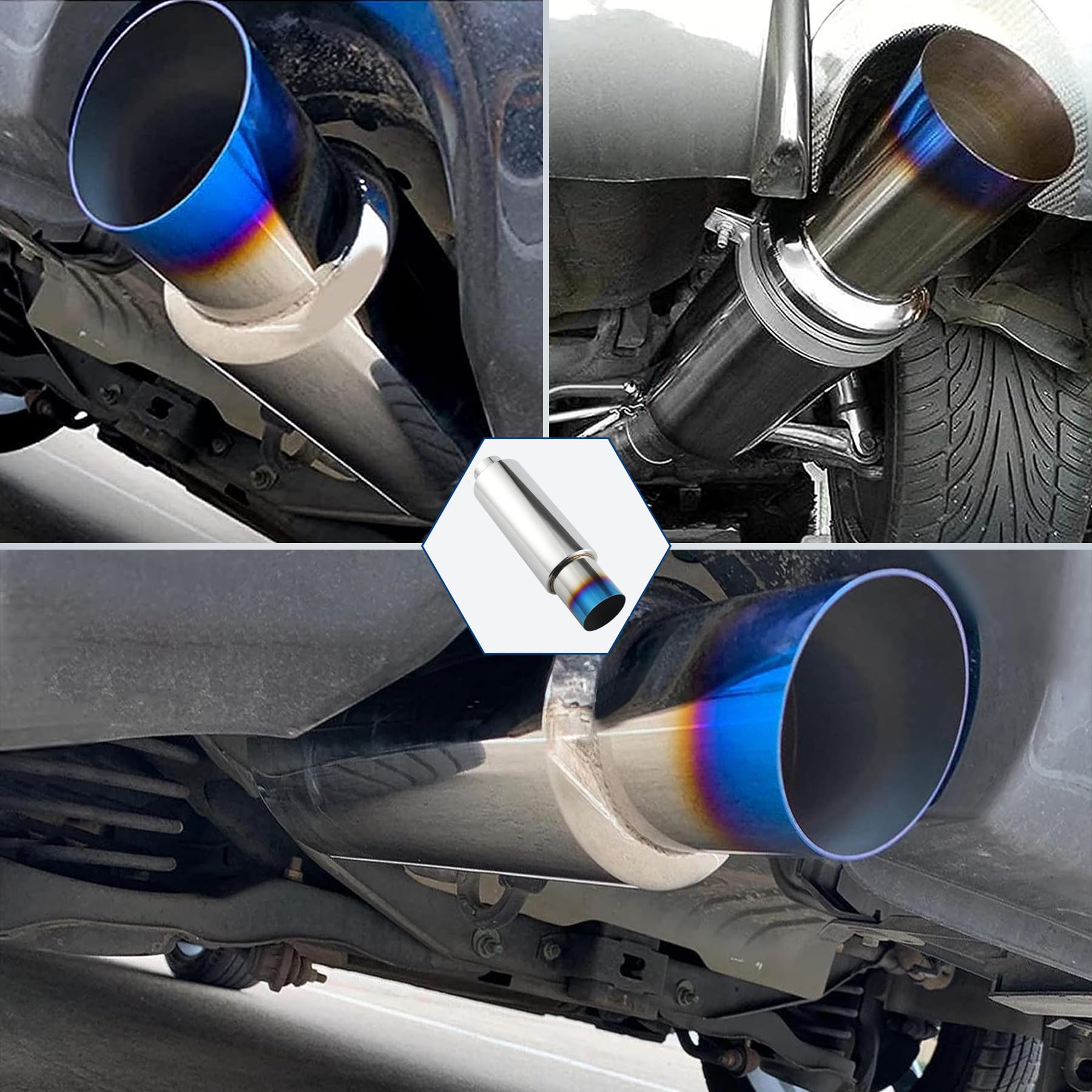 SINGARO Universal Stainless Steel Exhaust Muffler & Tip System Kit - 18.5