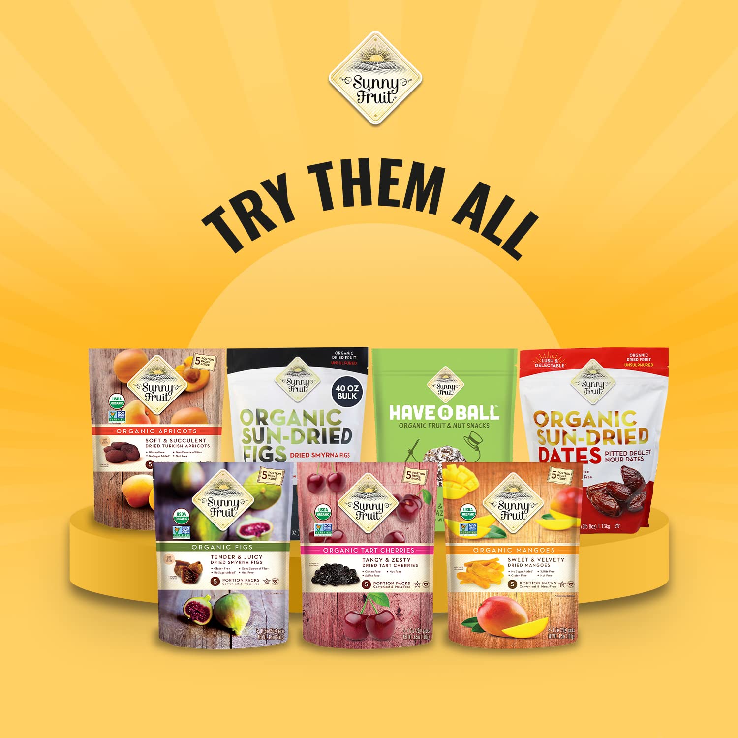 Organic Sunny Fruit Energy Balls - 100% Raw Apricot, Cacao Nibs & Hazelnut Snacks (9 Balls per Pack) | Vegan, Gluten-Free, Kosher, No Added Sugar | Healthy On-the-Go Snack for Hiking, Workouts & Office Breaks