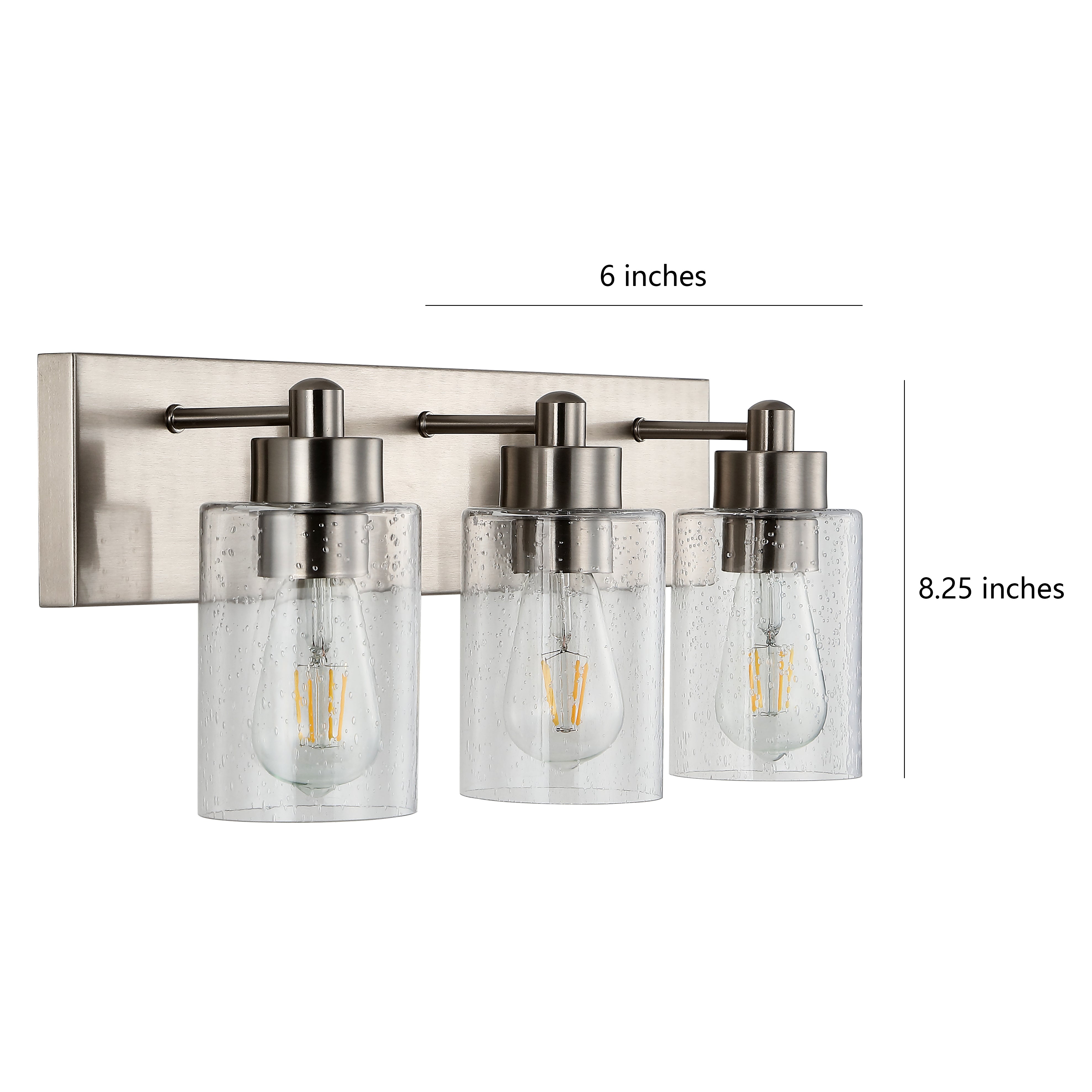 Modern LED Vanity Light with Seeded Glass & Iron Finish - Elegant Bathroom Lighting for Contemporary Homes & Luxury Dressing Rooms