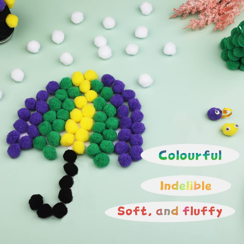 150Pcs 1 Inch Pom Poms Balls for Crafts - Bulk Soft Fluffy Puff Balls in Reusable Zipper Bag - Perfect for Kids Art Projects, DIY Home Decor, Party & Classroom Decorations (Purple)