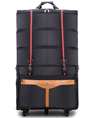 **Ailouis 36 Inch Expandable Extra Large Wheeled Travel Duffel Bag - Black - Perfect for Air Travel, Camping & Long Trips**