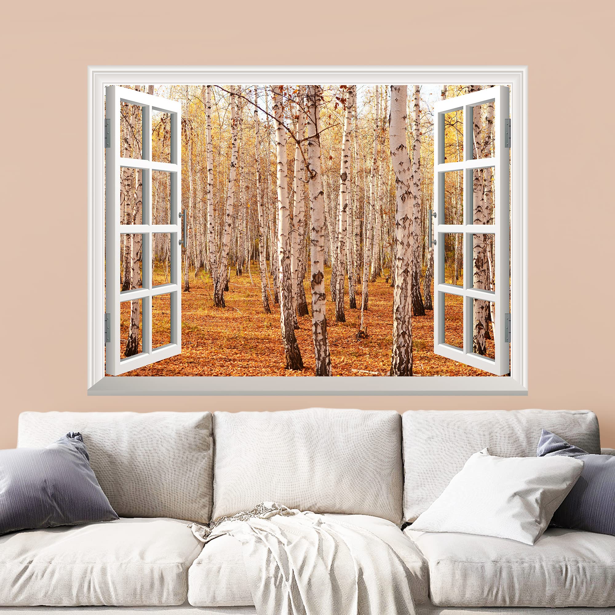 Wall26 Removable Wall Sticker - Autumn Birch Forest Mural | 24