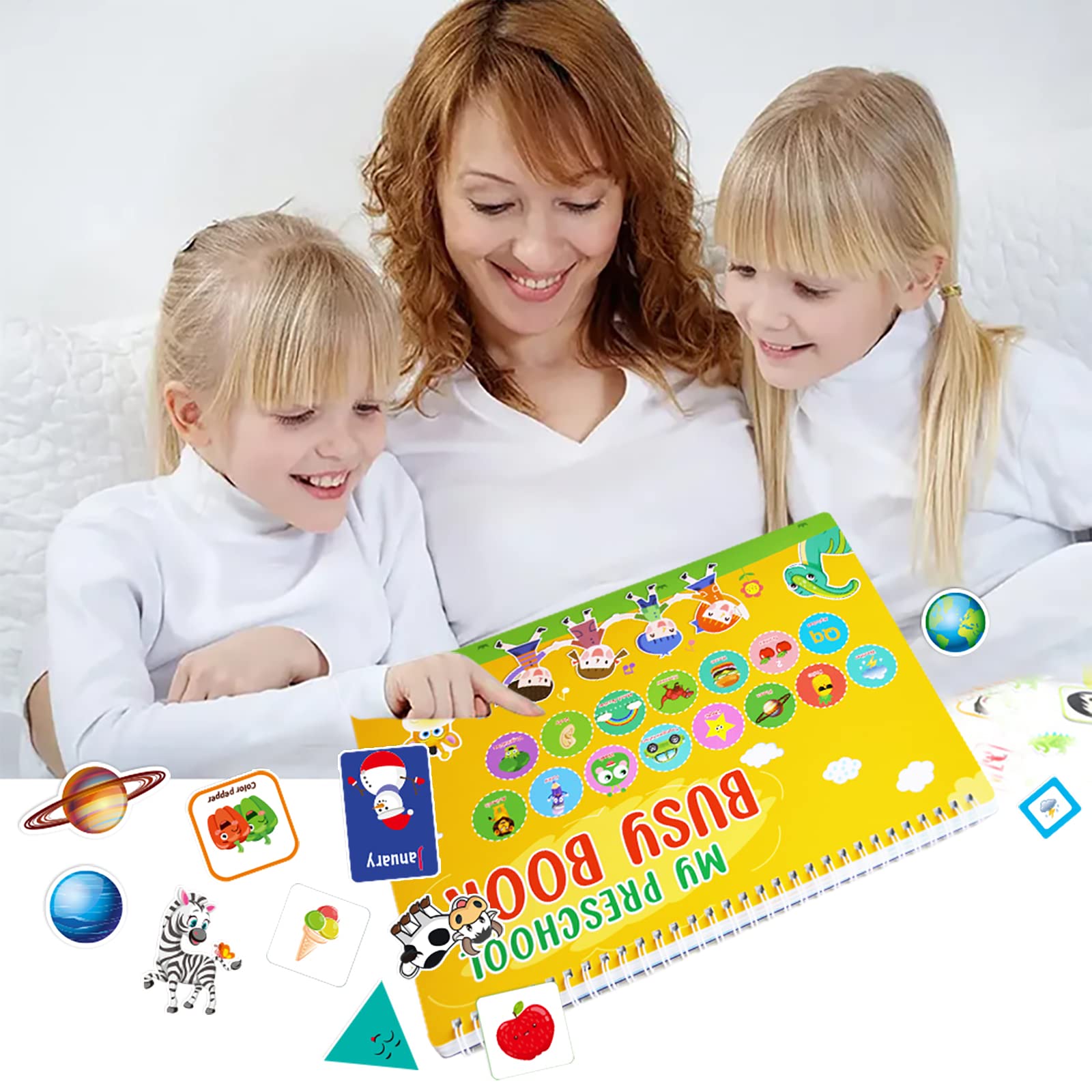 Preschool Busy Book with 29 Learning Themes | Montessori Educational Toys for Kids Ages 3-5 | Alphabet, Numbers & Holiday Activities (Christmas/Easter) + Coloring Pages | Perfect for Homeschooling, Travel & Early Childhood Development
