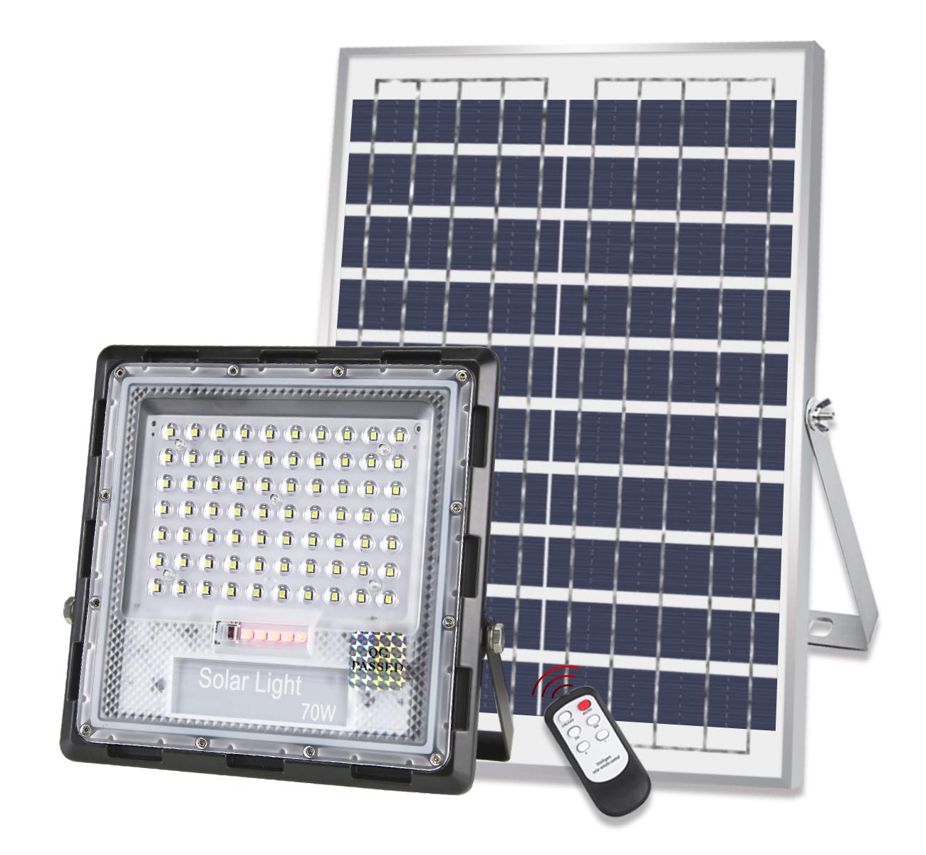 ETENDA 70W Solar LED Flood Lights Outdoor - Commercial Grade Waterproof Security Lighting with Remote Control for Warehouse, Parking Lot, Garden & Pathway - Solar Motion Sensor Light for Energy-Efficient Outdoor Illumination