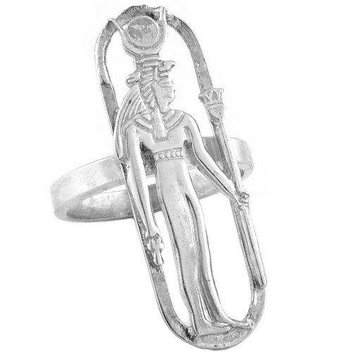 Egyptian Jewelry Silver Goddess Isis Ring - Handmade Sterling Silver Ancient Egyptian Ring for Women - Perfect for Spiritual Protection, Boho Fashion & Gift Giving