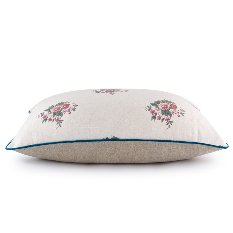 Balazuc Posy Velvet Piped Cushion - 21.6 x 12.6 Inch Soft Decorative Throw Pillow for Sofa, Bed & Living Room - Home Decor Accent Cushion with Floral Design