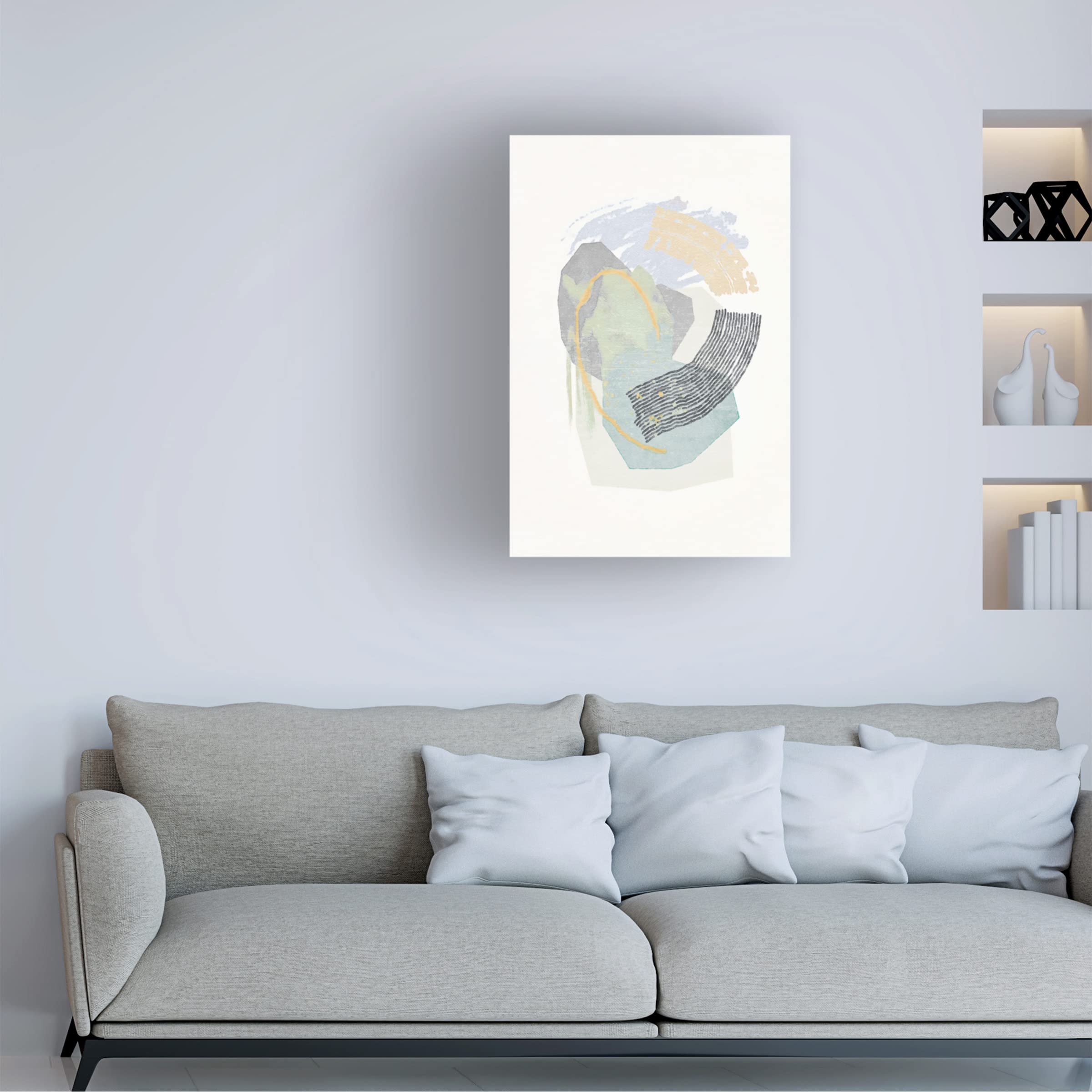 Trademark Fine Art 'Lichen Rocks No 2' Canvas Wall Art Print by Suzanne Nicoll - Nature Landscape Painting for Living Room, Bedroom & Office Decor