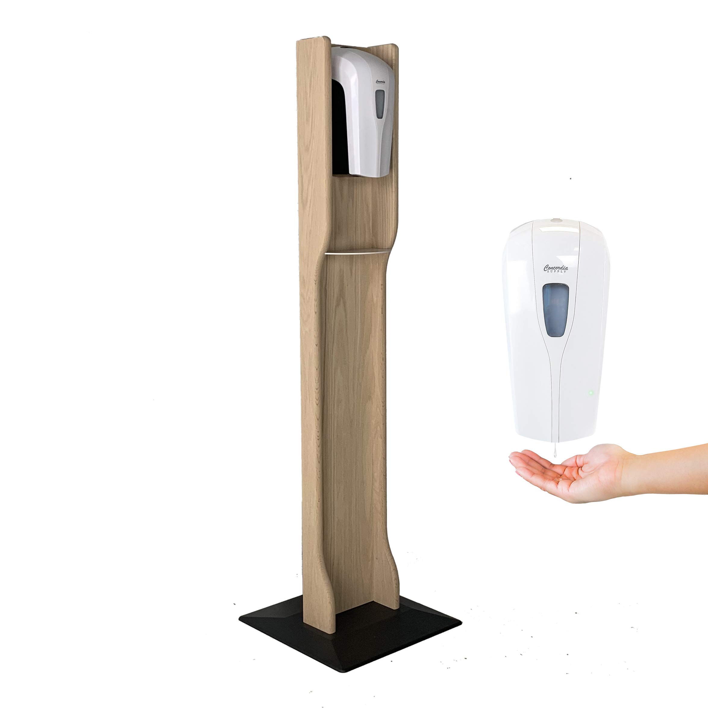Natural Wooden Mallet Gel Hand Sanitizer Dispenser with Drip Catcher - Unfinished Wood Stand - Made in USA - Fast Shipping | Perfect for Home, Office, and Public Spaces Hygiene
