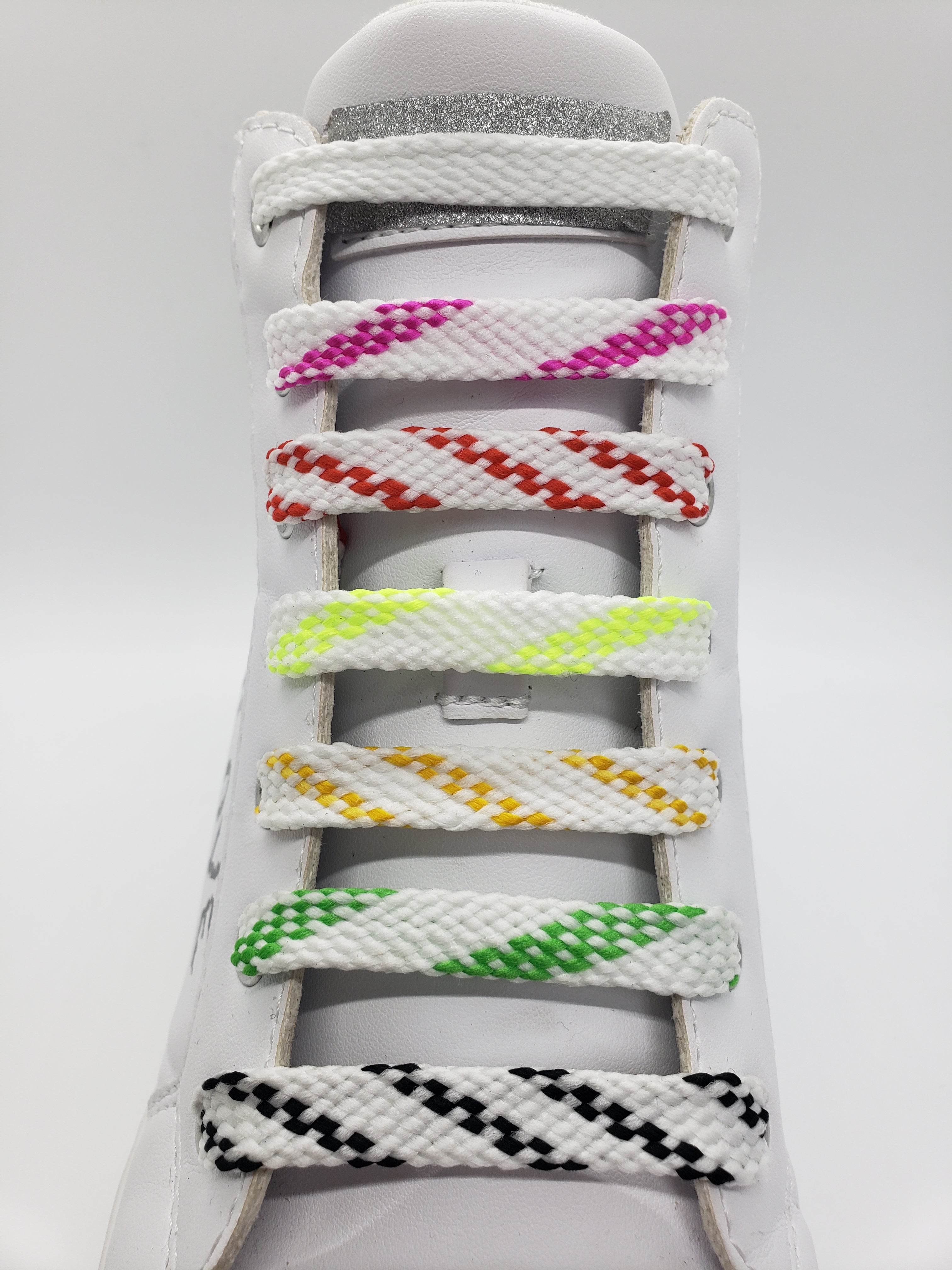 Glow in the Dark Shoelaces - Reflective Flat Laces for Shoes (Pink & White) | Perfect for Night Running, Safety, and Kids Sneakers