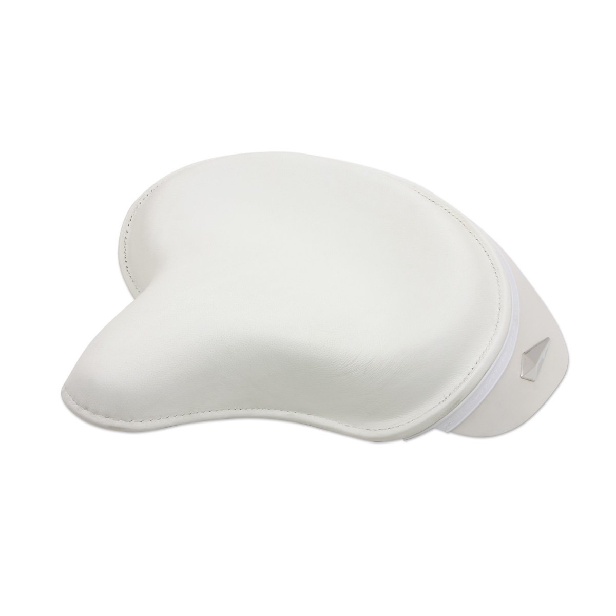 V-Twin Manufacturing White Leather Police Style Solo Motorcycle Seat 47-0264 - Perfect for Harley Davidson & Cruiser Bike Upgrades & Custom Builds
