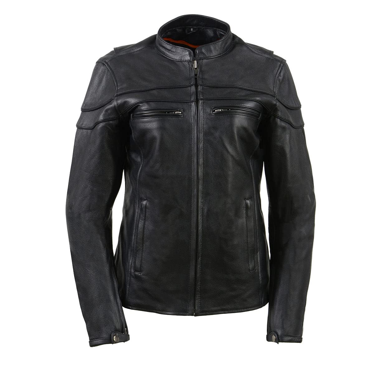 Milwaukee SH8011 Women's Black Leather Biker Jacket - Sporty Scooter Crossover Style for Motorcycle Riding & Casual Outfits