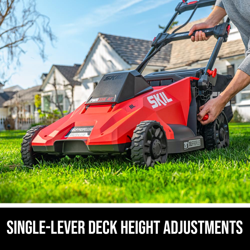 SKIL PWR CORE 40 Brushless 40V 20-Inch Self-Propelled Lawn Mower Kit with 6.0Ah Battery & Auto PWR JUMP Charger (Model SM4910C-11) - Perfect for Large Yards, Landscaping Professionals & Homeowners